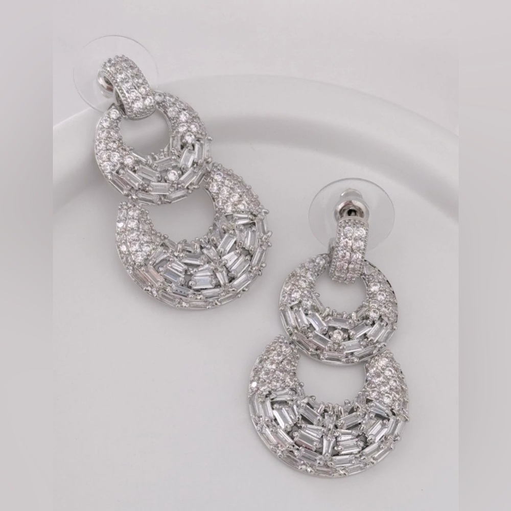 White Gold Plated Swarovski Crystal Earrings | Women’s Bridal Jewelry